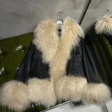 GETADME Mongolian Sheep Fur Coat Women Fur Jacket with Long Sleeves New arrivals Winter Real Fur Coat