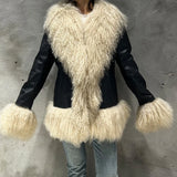 GETADME Mongolian Sheep Fur Coat Women Fur Jacket with Long Sleeves New arrivals Winter Real Fur Coat