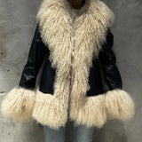 GETADME Mongolian Sheep Fur Coat Women Fur Jacket with Long Sleeves New arrivals Winter Real Fur Coat