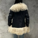 GETADME Mongolian Sheep Fur Coat Women Fur Jacket with Long Sleeves New arrivals Winter Real Fur Coat