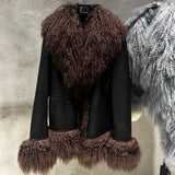 GETADME Mongolian Sheep Fur Coat Women Fur Jacket with Long Sleeves New arrivals Winter Real Fur Coat