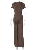 GETADME Mozision Women's Summer High Waist Sexy Maxi Dress O-Neck Sleeveless Bodycon Lace Up  Fashion Evening Party Long Dresss