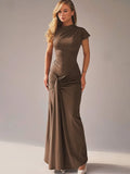 GETADME Mozision Women's Summer High Waist Sexy Maxi Dress O-Neck Sleeveless Bodycon Lace Up  Fashion Evening Party Long Dresss