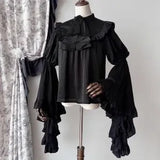 GETADME NONSAR Gothic Black High Waist Fishbone Slim Mid Skirts Women Palace Style Vintage Solid Button A-Line Irregular Y2K Long Skirt
