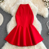 GETADME Neploe 2025 Summer Slim OL Style Hip Package Skirt Mid-length Irregular Mermaid Jupes All-match Pleated Ruffle Mujer Faldas