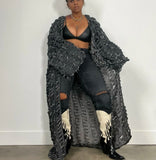 GETADME 여성용 새로운 아프리카 패션 가디건 가을 봄 섹시한 홀로우 데님 롱 다운 코트 플러스 유럽 여성 수영복 롱 기모노