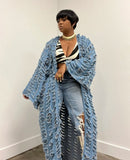 GETADME 여성용 새로운 아프리카 패션 가디건 가을 봄 섹시한 홀로우 데님 롱 다운 코트 플러스 유럽 여성 수영복 롱 기모노