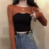 GETADME New Autumn Women Solid Sweater O-Neck Cropped Sweater Pullover Crop Top Super Cropped Sweaters Shirts For Female