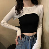 GETADME New Autumn Women Solid Sweater O-Neck Cropped Sweater Pullover Crop Top Super Cropped Sweaters Shirts For Female