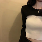GETADME New Autumn Women Solid Sweater O-Neck Cropped Sweater Pullover Crop Top Super Cropped Sweaters Shirts For Female