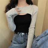 GETADME New Autumn Women Solid Sweater O-Neck Cropped Sweater Pullover Crop Top Super Cropped Sweaters Shirts For Female