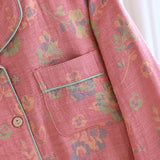 GETADME New Cotton Pajamas Set Long Sleeve Sleepwear For Sleeping Soft Double Layer Trousers Sets Woman Clothing Loose Pyjamas Dames
