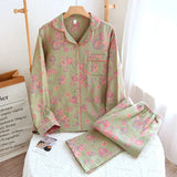 GETADME New Cotton Pajamas Set Long Sleeve Sleepwear For Sleeping Soft Double Layer Trousers Sets Woman Clothing Loose Pyjamas Dames