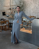 GETADME New Elegant Button Down Long Knit Skirt Set For Women 2024 Chic Lapel Collar Full Sleeve Solid Sweater Suit Fall Female Knitwear