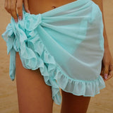 GETADME 새로운 패션 비키니 커버업 섹시한 여성 쉬폰 수영복 비치 스커트 수영복 커버업 러플 스커트 여름 해변 액세서리
