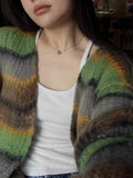 GETADME New Fashion Grunge Striped Women Knitwear 2025 Streetwear All Match Loose Y2k Aesthetic Sweaters Casual Vintage Cardigans Autumn