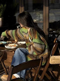 GETADME New Fashion Grunge Striped Women Knitwear 2025 Streetwear All Match Loose Y2k Aesthetic Sweaters Casual Vintage Cardigans Autumn
