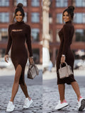 Getadme New Fashion Long Sleeve Knitted Bodycon Midi Dress Women 2025 Autumn Buttons Elasticity Office Elegant Dresses For Women vestido