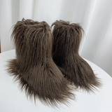 GETADME New Fashion Mongolia Fur Woman Snow Boots Rainbow  Lady Winter Boots Warm Boots Women Boots Shoes Bottes de neige femmes