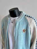 GETADME New Fashion Trend Design Knitted Wool Color-blocked Zipper Jacket Men's Winter Simple Casual Warm Couple Sweater Cardigan