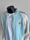 GETADME New Fashion Trend Design Knitted Wool Color-blocked Zipper Jacket Men's Winter Simple Casual Warm Couple Sweater Cardigan