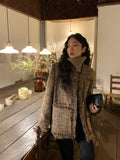 GETADME New High Quality Woolen Tweed Tassel Jacket Women Fashion Design Small Fragrance Long Sleeve Pockets Long Coat Outwears Korean