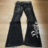 GETADME New High Waist Harajuku Loose Embroidered Women Jeans with Rock Punk Style Y2K Micro La Retro Wide Leg Pants