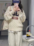 GETADME New Korean trendy retro letter twist sweater for women autumn new loose lazy style sweater long sleeves women clothing y2k tops