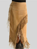 GETADME New Long Maxi Women Skirt High Waist Winter Autumn A-line Tassels Irregular Punk Style Sexy Vintage Club Streetwear