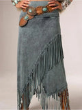 GETADME New Long Maxi Women Skirt High Waist Winter Autumn A-line Tassels Irregular Punk Style Sexy Vintage Club Streetwear