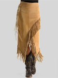 GETADME New Long Maxi Women Skirt High Waist Winter Autumn A-line Tassels Irregular Punk Style Sexy Vintage Club Streetwear