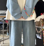 GETADME 여성용 반 지퍼 폴로 칼라와 루즈핏이 특징인 새로운 흰색 한국식 대학 스타일 후드 티셔츠