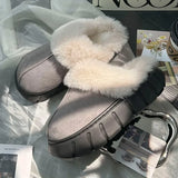 GETADME Nouveaux chaussons d'intérieur moelleux pour femmes et hommes, semelle épaisse, chauds et confortables, pour l'hiver. Fourrure douce et chaude.