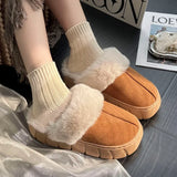 GETADME Nouveaux chaussons d'intérieur moelleux pour femmes et hommes, semelle épaisse, chauds et confortables, pour l'hiver. Fourrure douce et chaude.