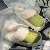 GETADME Nouveaux chaussons d'intérieur moelleux pour femmes et hommes, semelle épaisse, chauds et confortables, pour l'hiver. Fourrure douce et chaude.