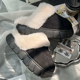GETADME Nouveaux chaussons d'intérieur moelleux pour femmes et hommes, semelle épaisse, chauds et confortables, pour l'hiver. Fourrure douce et chaude.