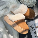 GETADME Nouveaux chaussons d'intérieur moelleux pour femmes et hommes, semelle épaisse, chauds et confortables, pour l'hiver. Fourrure douce et chaude.