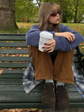 GETADME New Women's Chic Blue O-neck Casual Knitted Sweater Simple Fashion Loose Full Sleeved Jumper 2024 Autumn Female Daily Knitwear ﻿