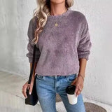 GETADME New Women's Pullover Casual Clothing Double-sided Velvet Loose Plush Sweater