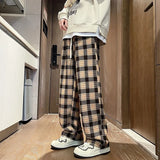 GETADME New Y2K Vintage Plaid Baggy Pants Men's High Street Woolen Straight-leg Trousers Autumn Korean Fashion Hip Hop pantalones hombre