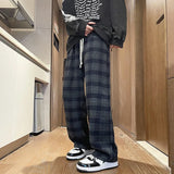 GETADME New Y2K Vintage Plaid Baggy Pants Men's High Street Woolen Straight-leg Trousers Autumn Korean Fashion Hip Hop pantalones hombre