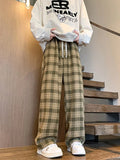 GETADME New Y2K Vintage Plaid Baggy Pants Men's High Street Woolen Straight-leg Trousers Autumn Korean Fashion Hip Hop pantalones hombre