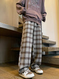 GETADME New Y2K Vintage Plaid Baggy Pants Men's High Street Woolen Straight-leg Trousers Autumn Korean Fashion Hip Hop pantalones hombre