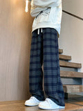 GETADME New Y2K Vintage Plaid Baggy Pants Men's High Street Woolen Straight-leg Trousers Autumn Korean Fashion Hip Hop pantalones hombre