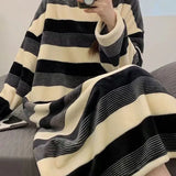 GETADME Nightgown Winter Warm Women Pajamas Sweet Cartoon Print Flannel Long Sleeve Loose Loungewear Warm Mid-length Robes Sleepshirts