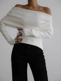 GETADME Off Shoulder Women Gray Sweater Knitwears Top Long Sleeve Pullovers Tops Winter Outerwears Sweaters Clothing Red Black White New