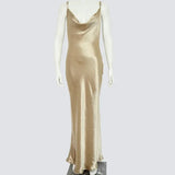 GETADME Oligai Elegant Satin Backless Maxi Dress For Women Gown Summer Spaghetti Strap Sleeveless Party Long Dress Vestido Robe Femmes