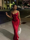 GETADME Oligai Elegant Satin Backless Maxi Dress For Women Gown Summer Spaghetti Strap Sleeveless Party Long Dress Vestido Robe Femmes