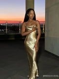GETADME Oligai Elegant Satin Backless Maxi Dress For Women Gown Summer Spaghetti Strap Sleeveless Party Long Dress Vestido Robe Femmes