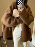 GETADME Orange Sweet Classic O-Neck Fashion Single Breasted Women Cardigan Autumn Korean Chic Knitting Solid Color Loose Female Cardigan
